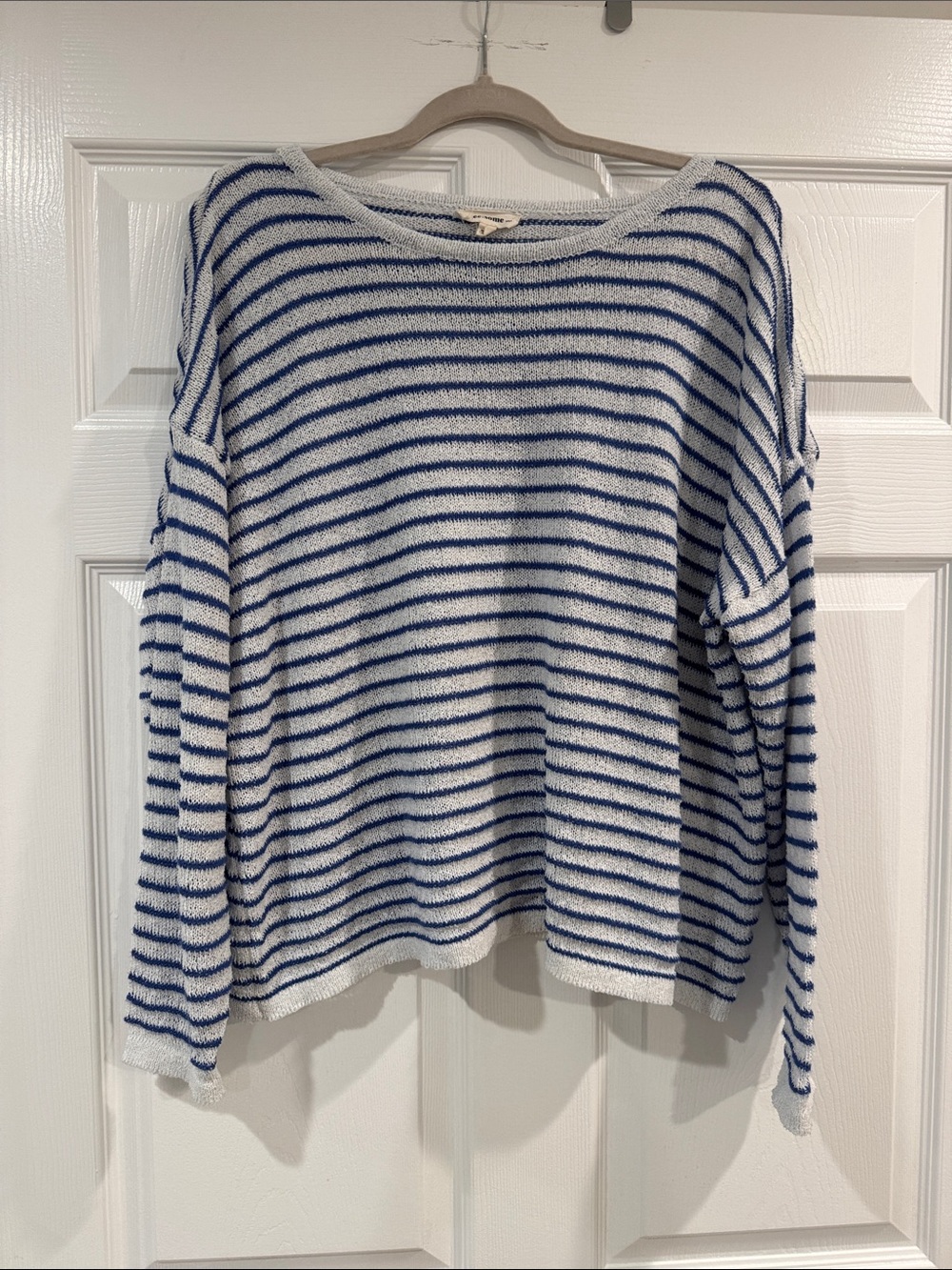 eesome Light Blue and Navy Open-Weave Striped Tee